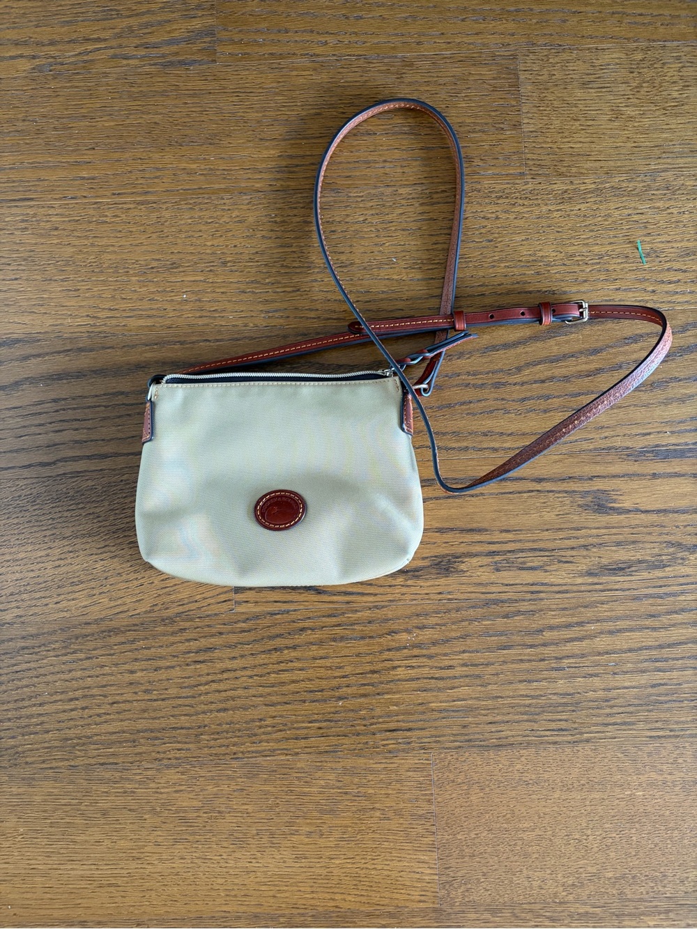 Dooney & Bourke Cream Crossbody with Brown Leather Trim